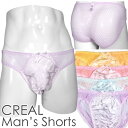 メンズ ビキニ ショーツ 光沢ヒョウ柄 網目 メッシュレース CREAL 男性下着 メール便発送