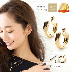 累計4.9万個完売×楽天ランキング1位！【ゆうパケット送料無料】 選べる ピアス イヤリング 金属アレルギー ニッケルフリー 18kコーティング レディース チタンポスト フープ 多面カット ノンホール 大人 ゴールド シルバー ピンクゴールド