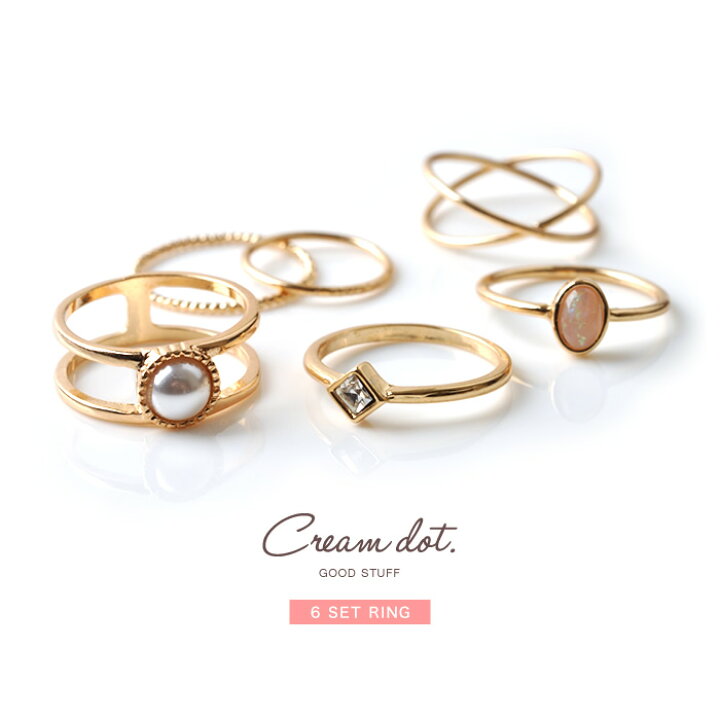 楽天市場 ゆうパケットok 6点セット リング 指輪 ピンキーリング セットリング レディース 重ねづけ 指輪 アンティーク アクセサリー ストーン パール ビジュー 細身 華奢 ファッションリング アソート シンプル 金 ゴールド シルバー デイリー カジュアル 大人