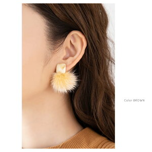 楽天市場 ゆうパケット送料無料 ピアス 金属アレルギー ニッケルフリー レディース シンプル ブランド バックキャッチ ミンクファー マーブル 大人カジュアル 可愛い グレー ブラウン Cream Dot