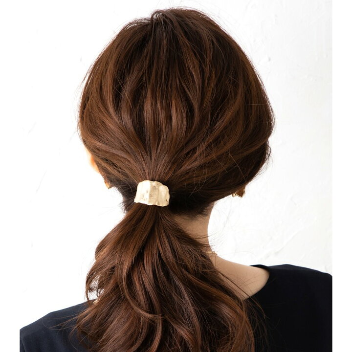 ポニーフック ヘアゴム マットくすみピンクローズダブルゴールドリング 通販 ポニーフック ヘアゴム ラメクリームローズビジューゆらゆらバタフライチャーム