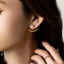 【全品送料無料×P最大47倍！】 ピアス 金属アレルギー ニッケルフリー 18kコーティング レディース パール 一粒 カーブ メタル バックキャッチ 2way 存在感 大人 ゴールド シルバー ピンクゴールド