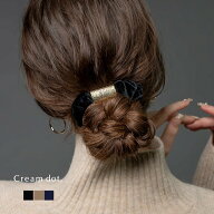 シュシュ ヘアゴム ベロア メタル 凹凸加工 ベルベット 小さめ ヘアアクセサリー 髪留め まとめ髪 光沢感…