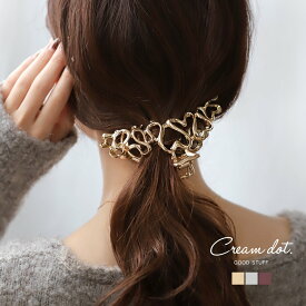 【全品送料無料！×P最大46倍！】バンスクリップ ヘアクリップ レディース ヘアアクセサリー 毛量 多い 多毛 ブラウンカラー 髪留め まとめ髪 ヘアアレンジ ハート メタル 大きめ 変形 大人 ゴールド シルバー ブラウン