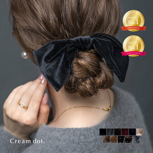 【一部予約：11月下旬】24時間SALE！シュシュ リボン ベロア ベルベット スクエア 大きめ ヘアアクセサリー ヘア