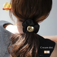 【一部予約：5月下旬】24時間SALE！シュシュ メタル サテン調 ヘアゴム ヘアアクセ ヘアアレンジ 簡単 ま…
