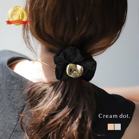 楽天ランキング1位！【全品送料無料×P最大47倍！】 シュシュ メタル サテン調 ヘアゴム ヘアアクセ ヘアアレンジ 簡単 まとめ髪 髪留め 大人 上品 黒 ブラック ゴールド シルバー