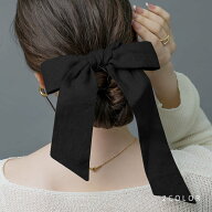 シュシュ ヘアゴム リボン リネン 大きめ ロングリボン ヘアアクセ ヘアアレンジ 簡単 まとめ髪 髪留め …