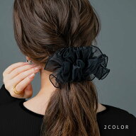 バレッタ チュール フリル オーガンジー シフォン 大きめ ヘアクリップ ヘアアクセ ヘアアレンジ 簡単 ま…