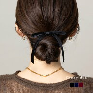 2点10%OFFクーポン配布中！ヘアゴム リボン ベロア ベルベット 微光沢 細め ヘアアクセ ヘアアレンジ 簡…