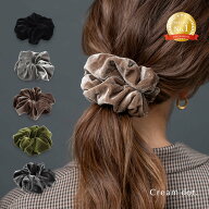 シュシュ ヘアゴム ヘアアクセサリー ベロア ベルベット リボン ボリューム 大きめ 光沢 髪留め まとめ髪…