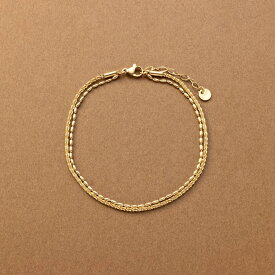 【ゆうパケット送料無料】 ステンレス製 アンクレット 金属アレルギー つけっぱなし サージカルステンレス レディース 2連 レイヤード風 チェーン ライスチェーン 大人 華奢 ゴールド シルバー