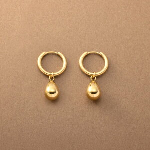 【ゆうパケット送料無料】 ステンレス製 ピアス フープピアス 金属アレルギー つけっぱなし サージカルステンレス レディース ぷっくり ドロップ 2way 揺れる 中折れ キャッチレス 開閉式 大