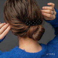 本日限定★全品ポイント5倍！バレッタ ヘアクリップ ヘアアクセサリー ドット ビジュー 4タイプ ブラック…