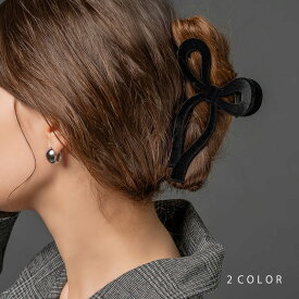 【全品送料無料×P最大47倍！】 バンスクリップ ヘアクリップ レディース リボン ベロア ベルベット 大きめ 挟むだけ 簡単 しっかり留まる 毛量 多い 多毛 ヘアアクセサリー 髪留め まとめ髪 大人 ブラック ブラウン