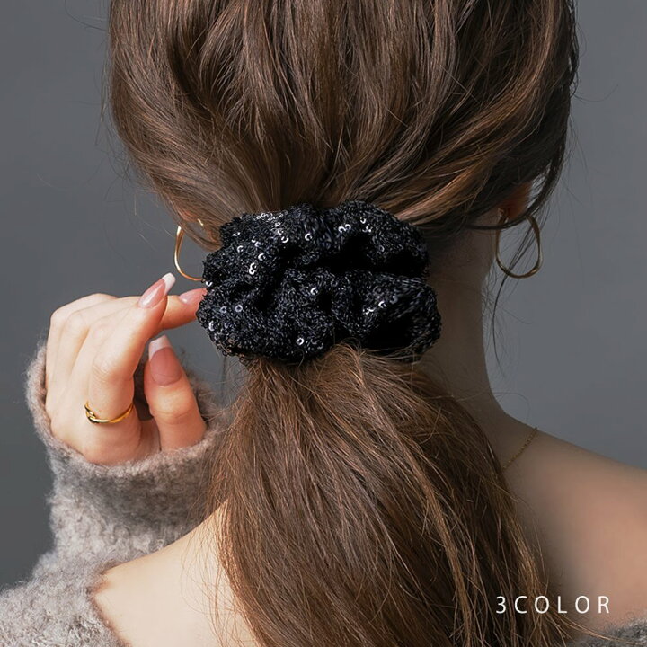 楽天市場】【ゆうパケット送料無料】 シュシュ ヘアゴム スパンコール 