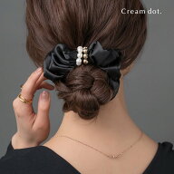 シュシュ パール メタルボール 艶 サテン調 微光沢 ヘアゴム ヘアアクセ ヘアアレンジ 簡単 まとめ髪 髪…