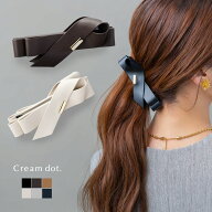 24時間SALE！バナナクリップ ヘアクリップ レザー調 重なりリボン メタルプレート PUレザー フェイクレザ…