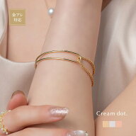 【金属アレルギー対応】ブレスレット ニッケルフリー 18kコーティング レディース バングル メタル 艶 ハ…