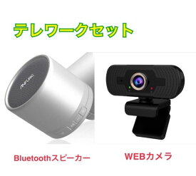 あす楽 高画質フルHD WEBカメラ & 高音質 Bluetooth ポータブルスピーカー 数量限定 テレワークセット （1スピーカー）オートフォーカス USB WEBカメラ 1920×1080 ピクセル Bluetooth スピーカー ドングル 携帯接続 TWS 持ち運び 1年保証 HFD-870A2STB-002