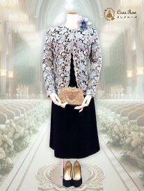 【レンタルドレス】祖母様レンタルドレス[サンテ・クワイエ+ブルーリリーボレロ]9号Mサイズ　洋装結婚式お呼ばれドレス シニアフォーマルドレス おばあちゃん衣装ドレス レンタルドレス おばあさまドレス 60代70代80代 結婚式のお呼ばれ お呼ばれ
