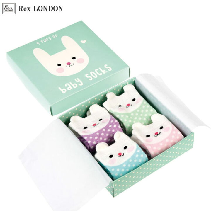 楽天市場 ベビーソックス うさぎ 出産祝い プレゼント ベビーソックス うさぎ 箱 セット ベビーシャワー 妊婦さん 大好評 誕生祝い お祝い 記念 日 キャラクター Rex London オリジナル絵本ショップ楽天市場店