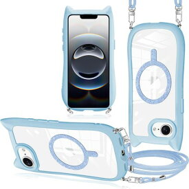 LOGABIOiPhone16e/iPhone17eケースクリアネコねこリングマグセーフシールPC背面+TPUストラップ付き肩掛けスマホケースストラップ着脱可16E/17ESE4携帯カバー可愛い人気全面保護耐衝撃