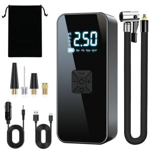 BRJR��C���ꎩ�]�ԋ�C����d����C����R���v���b�T�[6000mAh��e�ʃo�b�e���[��C���w�������~�ő刳��150PSI��/�p/�Ď��o���u�Ή�Type-c�o�̓|�[�g�}���[�d��/�{�[��/������/�o�C�N�c