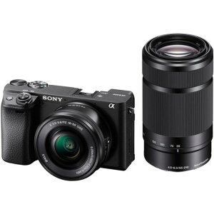 SONY(�\�j�[) ILCE-6400Y B APS-C �~���[���X���J���� ��6400 �_�u���Y�[�������Y�L�b�g(���������Y:SELP1650+SEL55210) �u���b�N