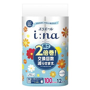エリエールイーナトイレットペーパー2倍巻き100mx12ロールシングルパルプ100%華やぐフローラルの香り