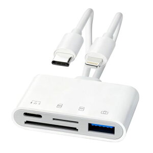 iPhoneSD�J�[�h���[�_�[�y2026�V���f���z4in1USB/SD/TF�ϊ��A�_�v�^Lightning/TypeC�J�����J�[�h���[�_�[�}���[�d�ݒ�s�vOTG�@�\USB3.0�o�����]�������]���ʐ^/����/�����ǂݍ���