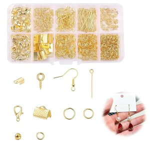 EsiFareアクセサリーパーツ10種類パーツDIY用大容量金具パーツマルカンペンチ丸カンピアスフックワニカン基礎パーツセットアクセサリー紐止め手芸用品手作り手芸イアリングハンドメイド…