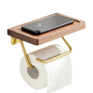 WXVOVXWトイレットペーパーホルダー木製トイレっとペーパーホルダーペーパーホルダートイレスマホや小物などが置ける棚板付き太巻き芯なし対応簡単設置工事不要マンション戸建て賃貸…
