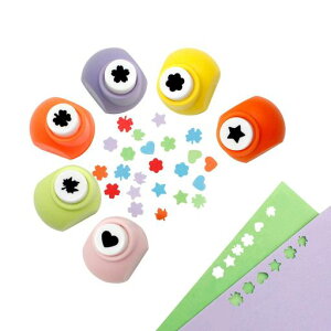 Yurikaクラフトパンチ星葉っぱセットミニパンチDIY手芸用6個穴あけパン軽い力で押せる保育園工作道具ネイルアートデコレーションDIY用具幼稚園先生オフィス子供用