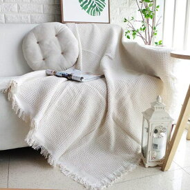HomeFirstマルチカバー長方形ソファカバー北欧風マルチカバーソファー180*300cmソファーカバー1234人掛けおしゃれブランケットフリンジ付き綿ベッドカバー毛布無地保護カバーキズ汚れ防止…