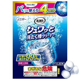 洗浄力シュワッと洗濯槽クリーナー【4回分】塩素系タブレット(個装タイプ)除菌消臭洗濯機ドラム式限定エコパッケージ