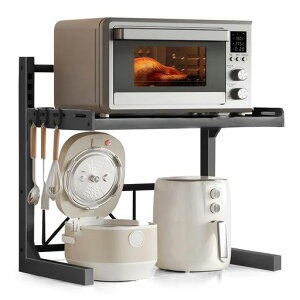 BLACKBADGERレンジラック3段式幅は41~60cm伸縮可能棚板高さ調節可キッチンラック電子レンジラックキッチン収納棚レンジ上ラックL字耐荷重30kgカーボンスチール製D33*H76*W40.5~59.5cm