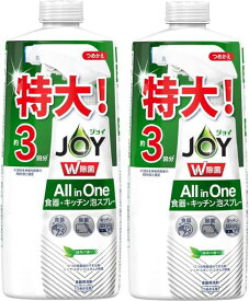 ジョイ【まとめ買い】W除菌オールインワン泡スプレー食器用洗剤緑茶の香り詰め替え3回分630mLx2個