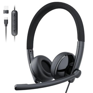 EMEET HS50 �w�b�h�Z�b�g �m�C�Y�L�����Z�����O �}�C�N�t�� 270�x��] USB�ڑ� USB-A/USB-C�Ή� �y�� �茳�R���g���[���[ �~���[�g�@�\�t�� ���ʒ��� �X���C�_�[���� �I���C���[�w�b�h�Z�b�g PC�p�c