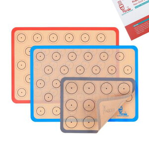 SUPERKITCHENマカロンクッキーシートクッキングマット3枚セット食品級シシリコン製菓マットキッチンパン/クッキー/ピザベーキングマットオーブン電子レンジ対応耐熱プレースマット(レッ…