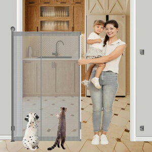 エルフベビー(FairyBaby)ベビーゲートロール式ハイタイプ高さ145cm最大取付幅140cm最大取付幅1.4m安定パイプ付き超ロングゲートペットゲート赤ちゃんゲート巻き取り式階段上バリアフリーワ…