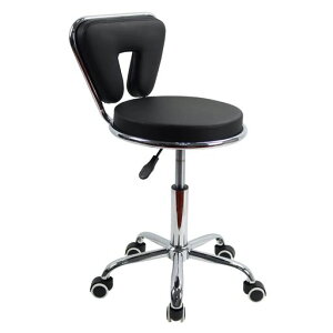 KKTONER低い背もたれ昇降スツールキャスター背もたれ付き高さ調節可能回転丸椅子カウンターチェア製図作業SPA椅子PUレザーブラック(黒)