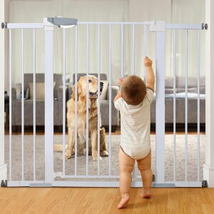 TOPPYAペットゲート犬ゲート階段上ベビーゲート置くだけ高さ76cm取付幅64~75cm突っ張りタイプあつりょくとりつけ穴あけ不要中型大型ペット子供用室内玄関階段脱走防止フェンス柵安心安全…