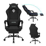SITMODPCゲーミングチェア人間工学に基づいたデザイン、布張り、ヘッドレストとランバーサポート、ポケッ…