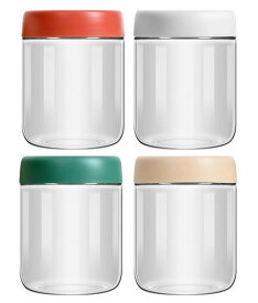 DIFEIUKIキャニスターガラス瓶4個セット密閉保存容器コーヒー豆パスタ入れ食品保存容器よく気密性湿気防ぐ漏れ防止真空食品貯蔵タンク砂糖小麦粉スナック紅茶密封ジャー収納積み重ね保…