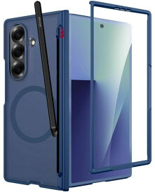 Miimall対応GalaxyZFold7ケース合金ペン付きMagSafeSペン収納ヒンジ保護カバー耐衝撃ZFold7Caseフィルム付き半透明マット全面保護滑り止めスマホカバーギャラクシーZフォールド7