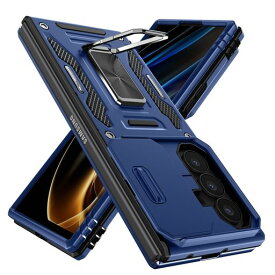 Mnunjiajia対応GalaxyZFold7用ケースリング付きスライド式カメラカバー衝撃吸収ギャラクシーZフォールド75Gケース耐衝撃一体型落下防止スタンド機能PC+TPU二重構造防塵薄型軽量360度回転