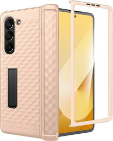 Miimall対応GalaxyZFold7Case女性向けフィルム一体型スタンド機能ヒンジ保護耐衝撃防塵耐久性全面保護滑り止め薄型Zフォールド7カバーZFold7ケース(ピンク)