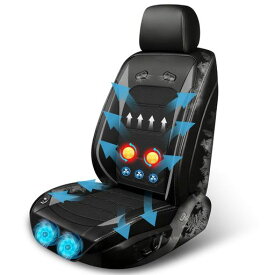 クールシート車2026夏シートカバー超大型ファン2個+3個強力ファン立体通気孔48個穴3D立体メッシュ冷風送風3段階調節高速回転カーシートカバー車用振動機能通気性素材蒸れない快適二つの…