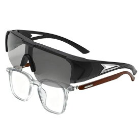 [FEISEDY]眼鏡の上からサングラス調光レンズハーフフレームオーバーサングラスUV400保護レディーズメンズカラーレンズドライブ釣りおしゃれ度なし非偏光ユニセックスB1605